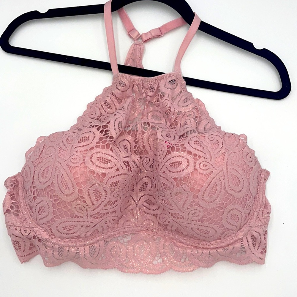 Pink haltered Sparkly Cupped Bra